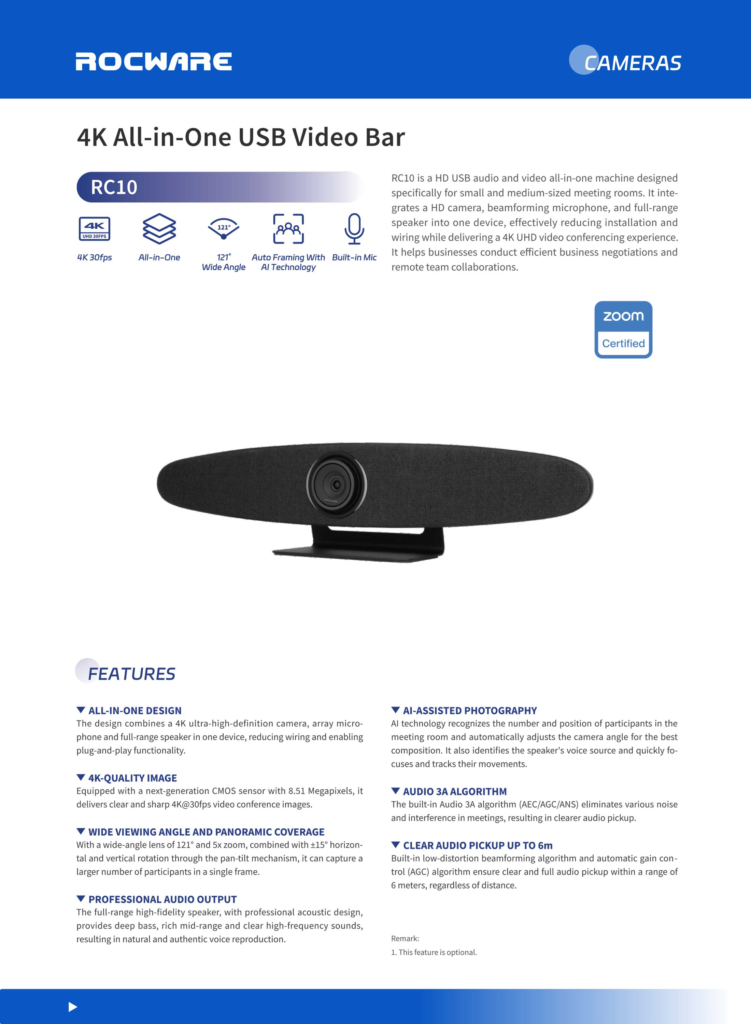 PTZ Soundbar Video Conf. Camera